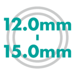 直径サイズ 12.0mmから15.0mm